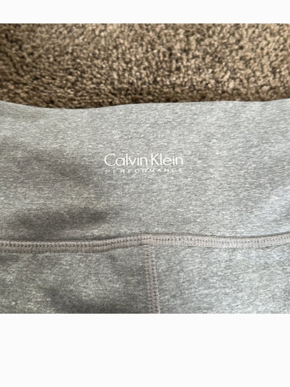 Calvin Klein Performance Moisture-Wicking Colorblock Leggings - Grey/Tan/White - Picture 10 of 14